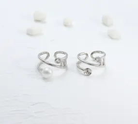 Ring Blank Pearl Setting 7.5mm 925 Solid Sterling Silver Bezel Flower Cup Adjustable For One Bead DIY Jewelry Finding Wholesale 1pc