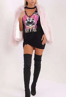 Rock n roll distressed choker tshirt dress