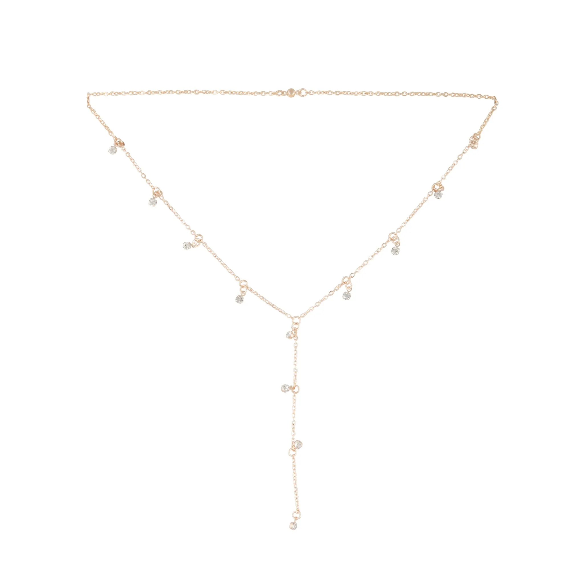 Rose Gold Jingle Diamante Y Neck Choker