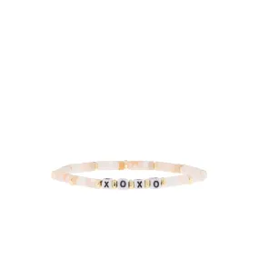 rose quartz natural stone beaded XOXO stretch bracelet