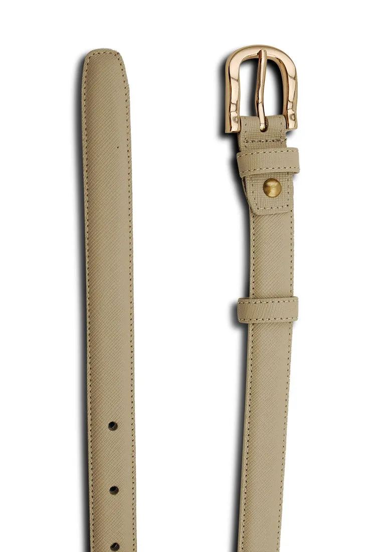 Saffiano Leather Girl’s Skinny Belt - Marble White