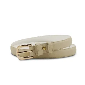 Saffiano Leather Girl’s Skinny Belt - Marble White