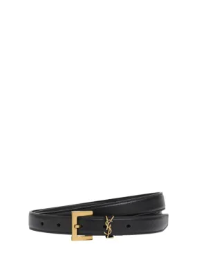 Saint Laurent   20mm Monogram leather belt 