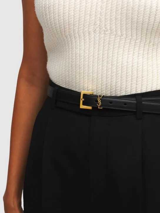 Saint Laurent   20mm Monogram leather belt 