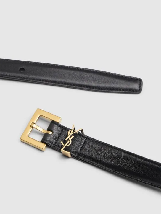 Saint Laurent   20mm Monogram leather belt 