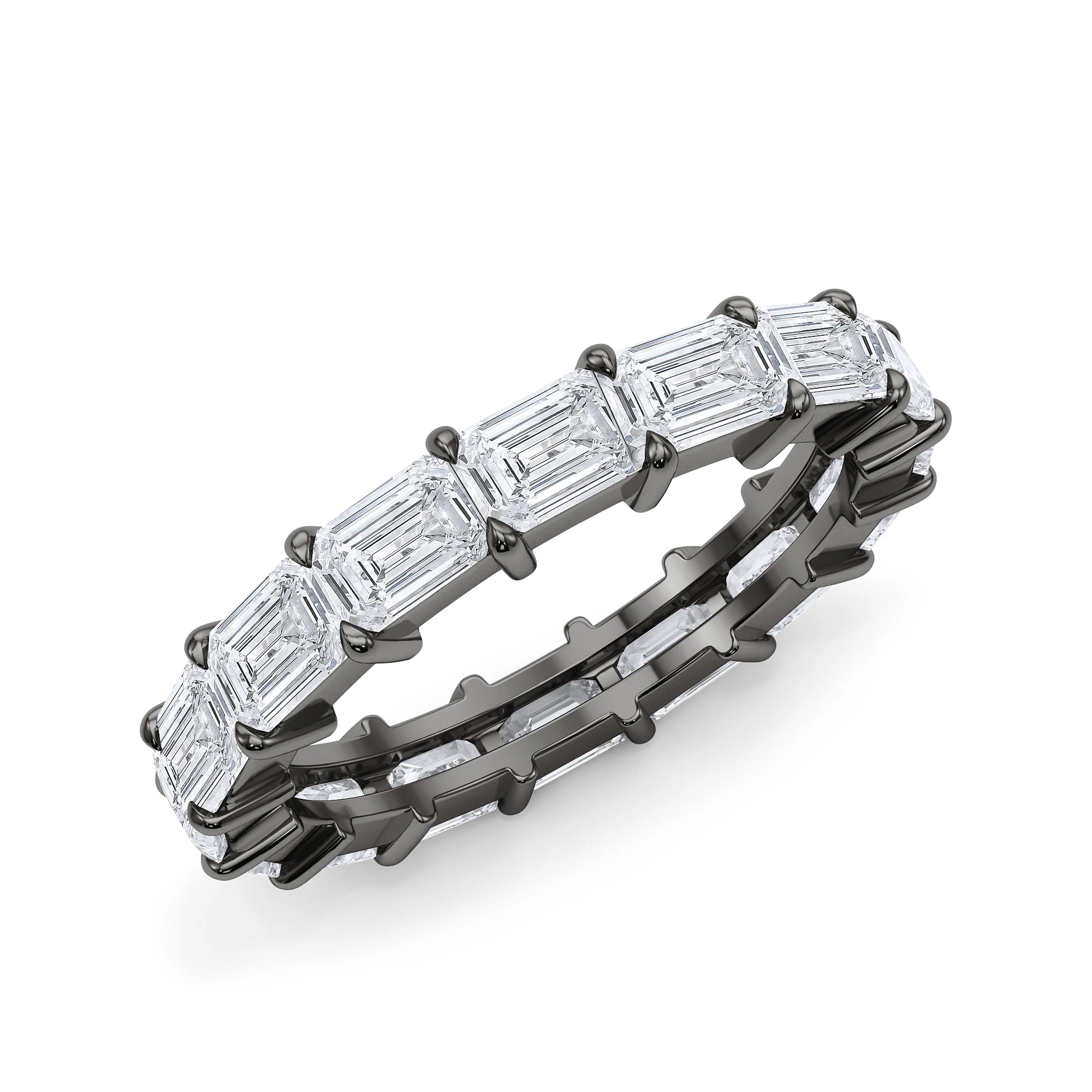 Sideways Emerald Cut Diamond Eternity Band
