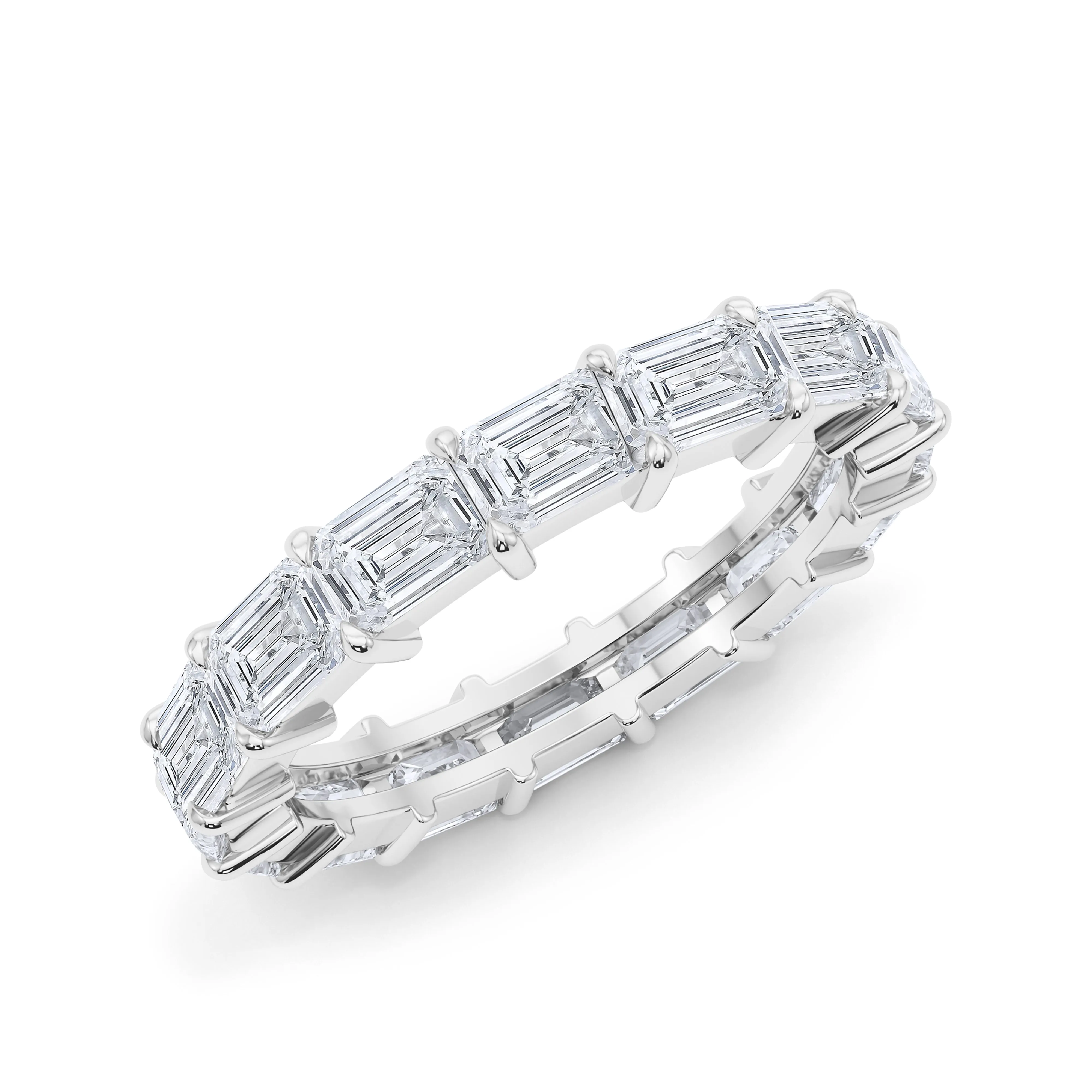 Sideways Emerald Cut Diamond Eternity Band