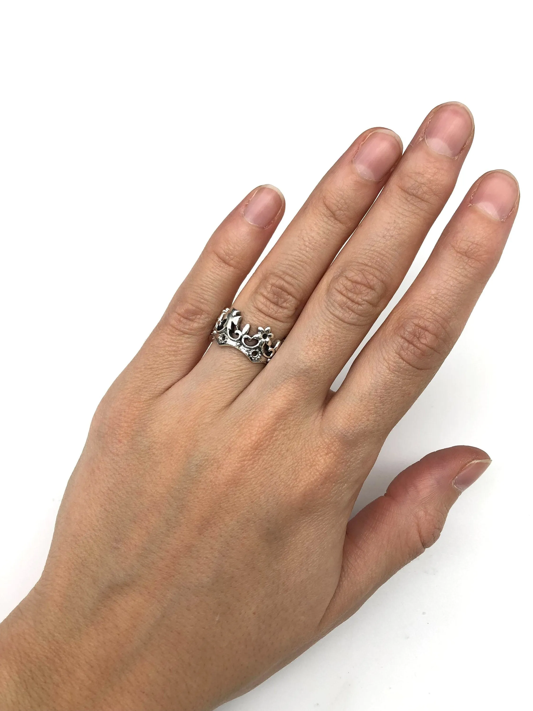 Silver Crown Ring, Gothic Ring, Vintage Crown Band, Sterling Silver Ring, Handmade Crown Ring, Artistic Silver Band, 925 Sterling Silver
