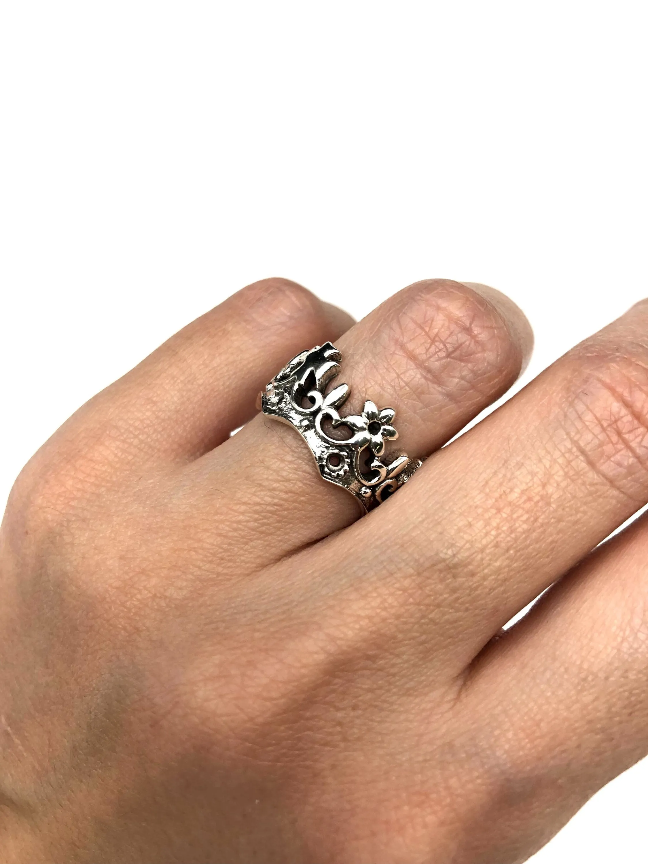Silver Crown Ring, Gothic Ring, Vintage Crown Band, Sterling Silver Ring, Handmade Crown Ring, Artistic Silver Band, 925 Sterling Silver
