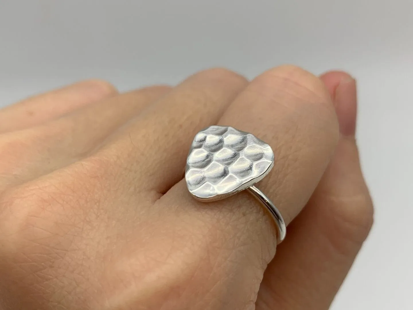 Silver Triangle Ring - Hammered Triangle Ring - Geometric Statement Ring