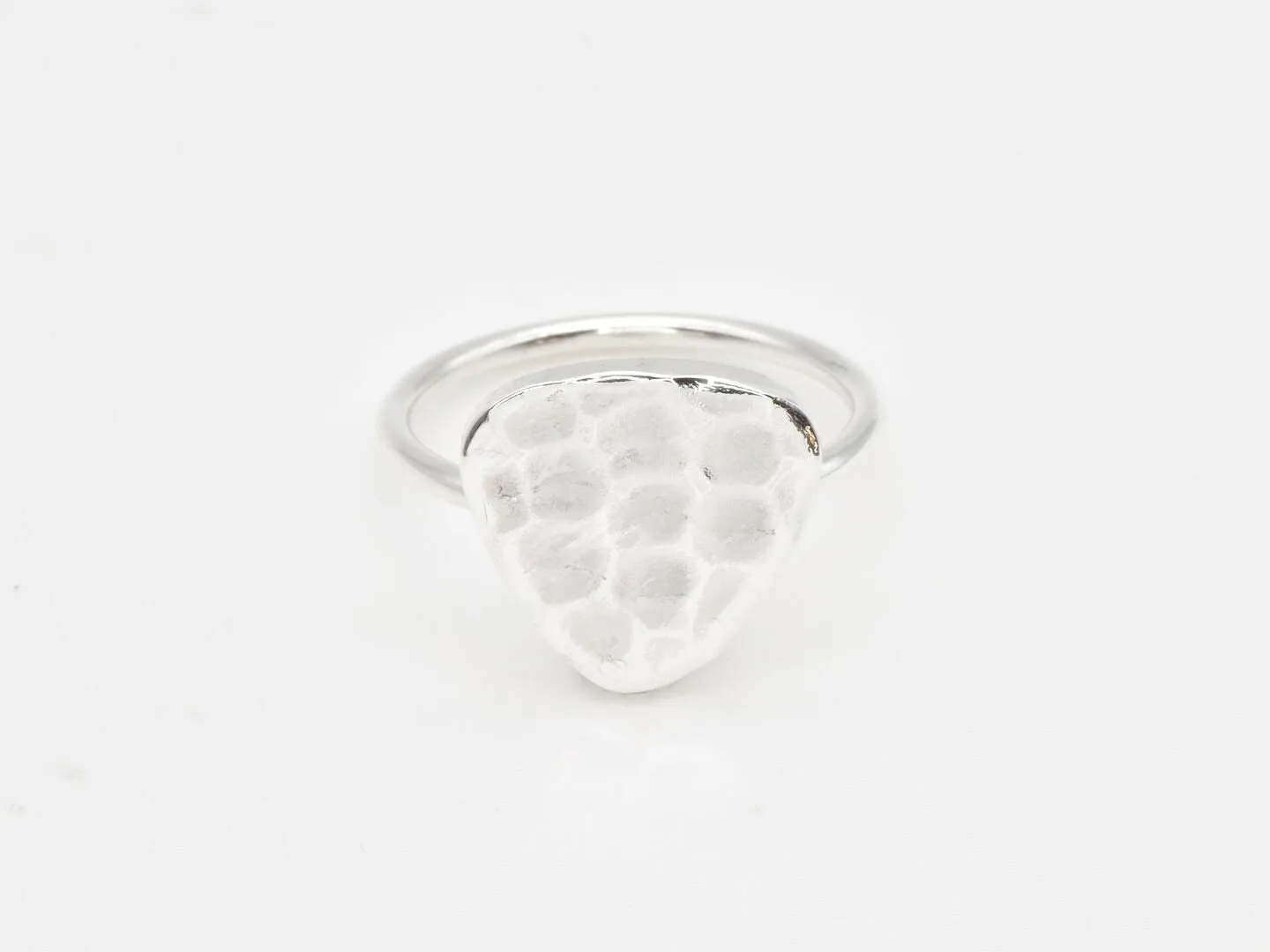 Silver Triangle Ring - Hammered Triangle Ring - Geometric Statement Ring