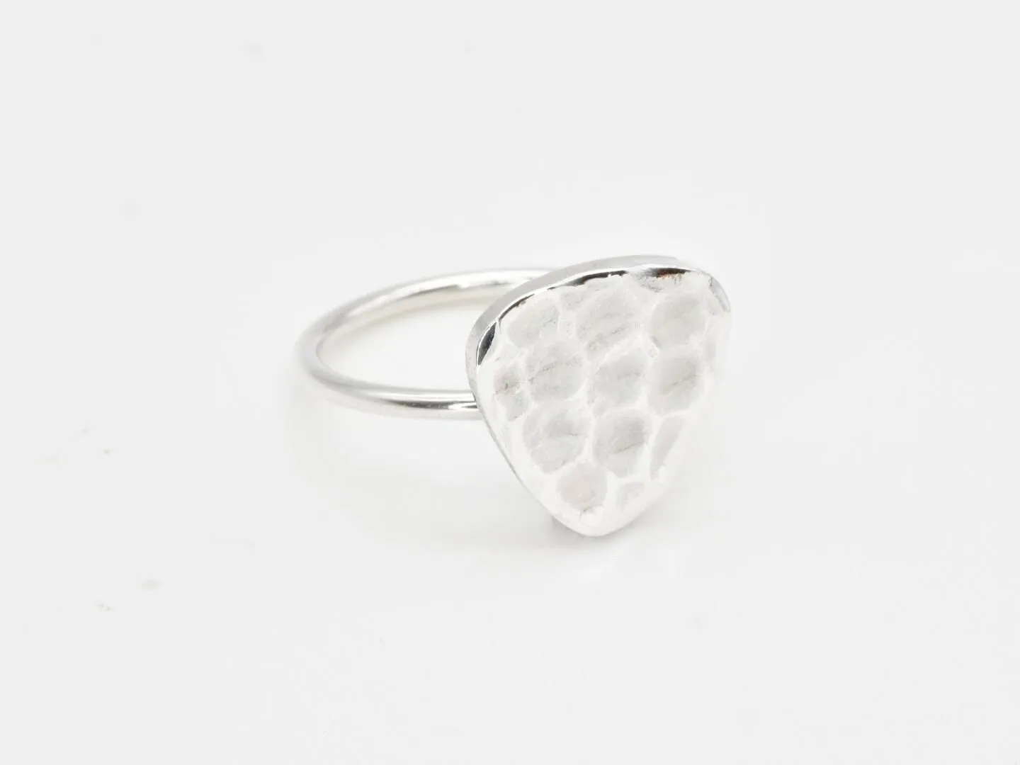 Silver Triangle Ring - Hammered Triangle Ring - Geometric Statement Ring