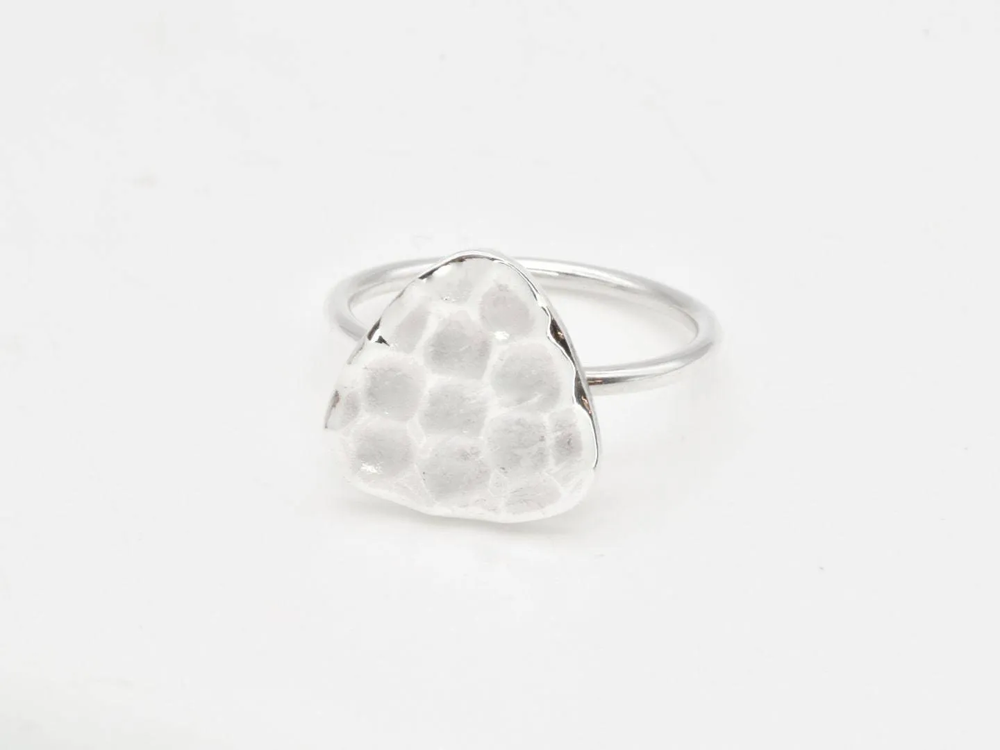 Silver Triangle Ring - Hammered Triangle Ring - Geometric Statement Ring