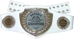 Small White Championship Belt with Polished Silver