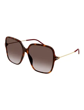 Soft Square Skinny Logo Sunglasses, Havana/Gold/Brown