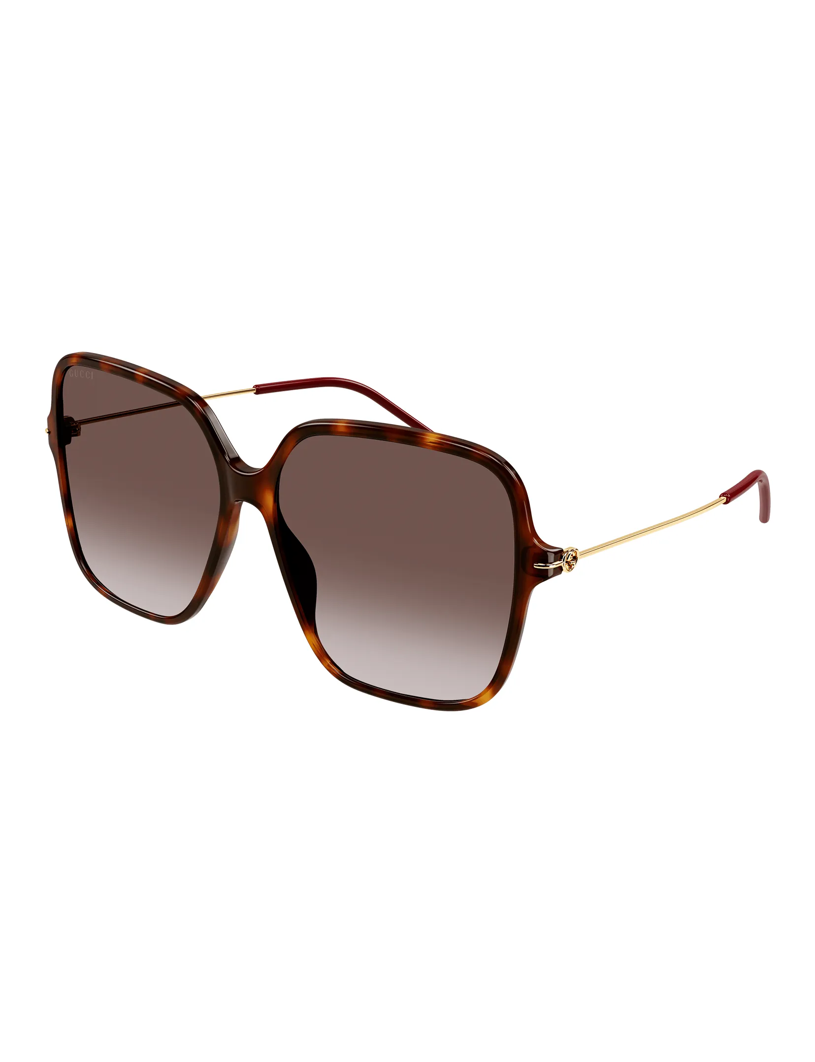 Soft Square Skinny Logo Sunglasses, Havana/Gold/Brown