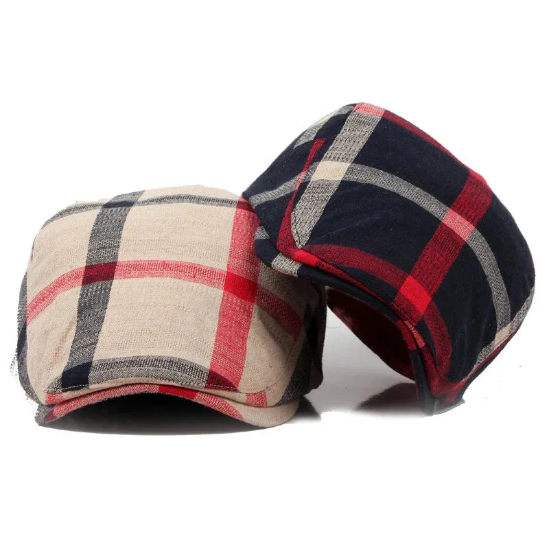 Spring/Summer Vintage Plaid Flat Cap