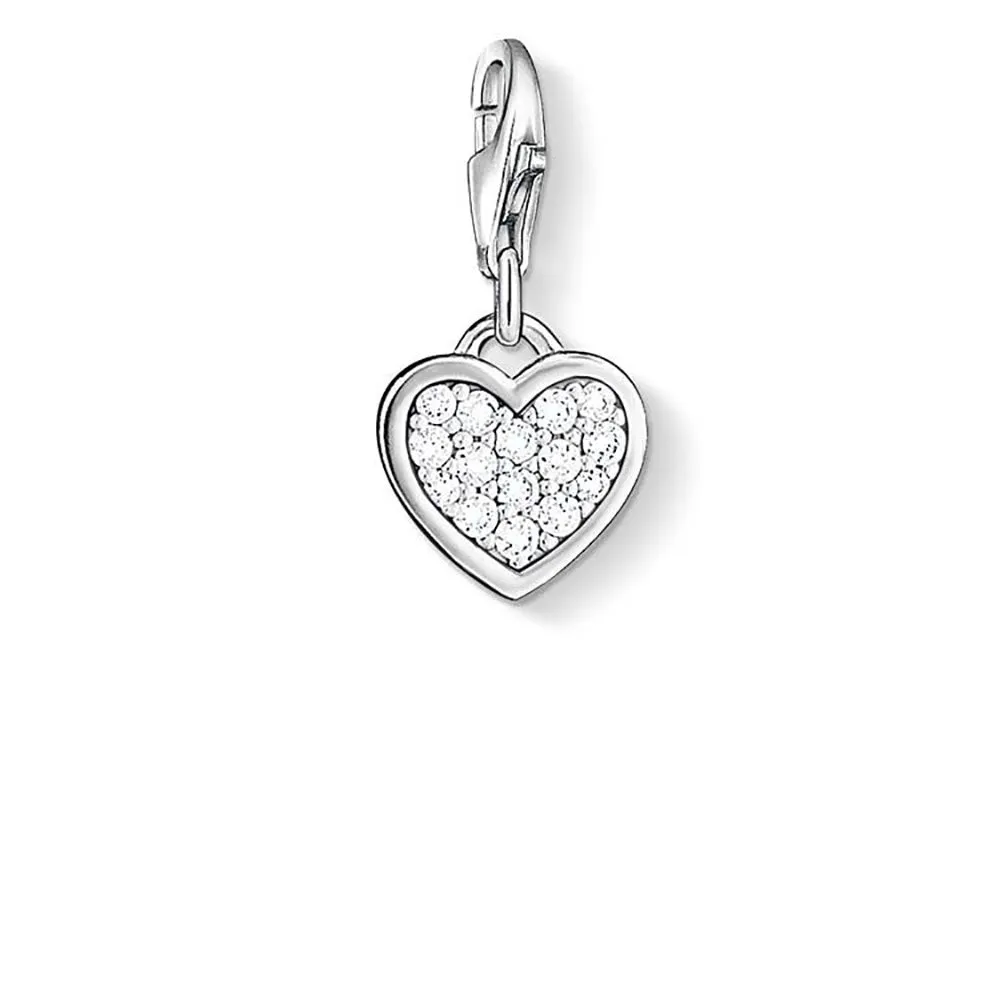 Sterling Silver Thomas Sabo Charm Club Heart Pave Zirconia