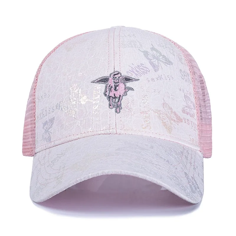 Stylish Women's Cap Summer Trucker Hats For Women Fashion Flying Horse Embroidery Baseball Cap Outdoor Streetwear Hat Cap