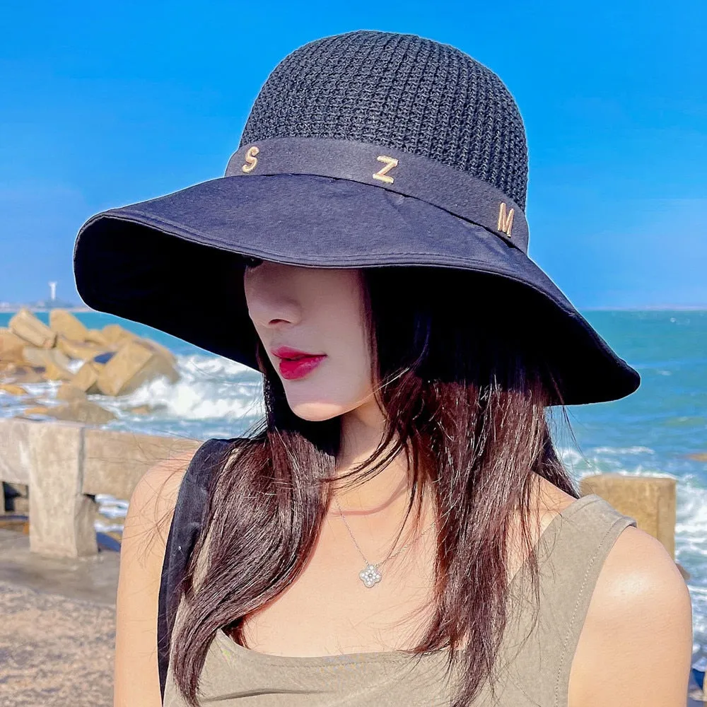 Summer Hats For Women Fashion Letter Design Straw Hat High Quality Sun Protection Sun Hat Travel Beach Hat