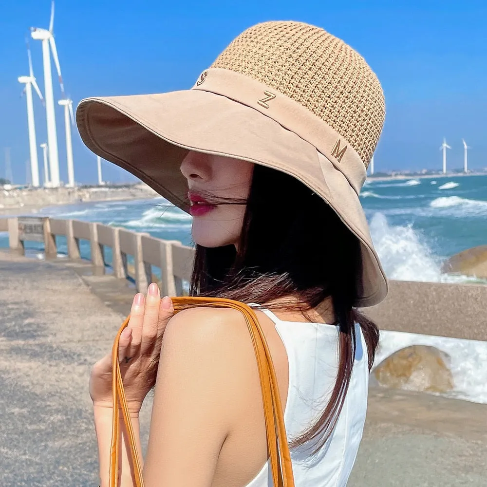 Summer Hats For Women Fashion Letter Design Straw Hat High Quality Sun Protection Sun Hat Travel Beach Hat