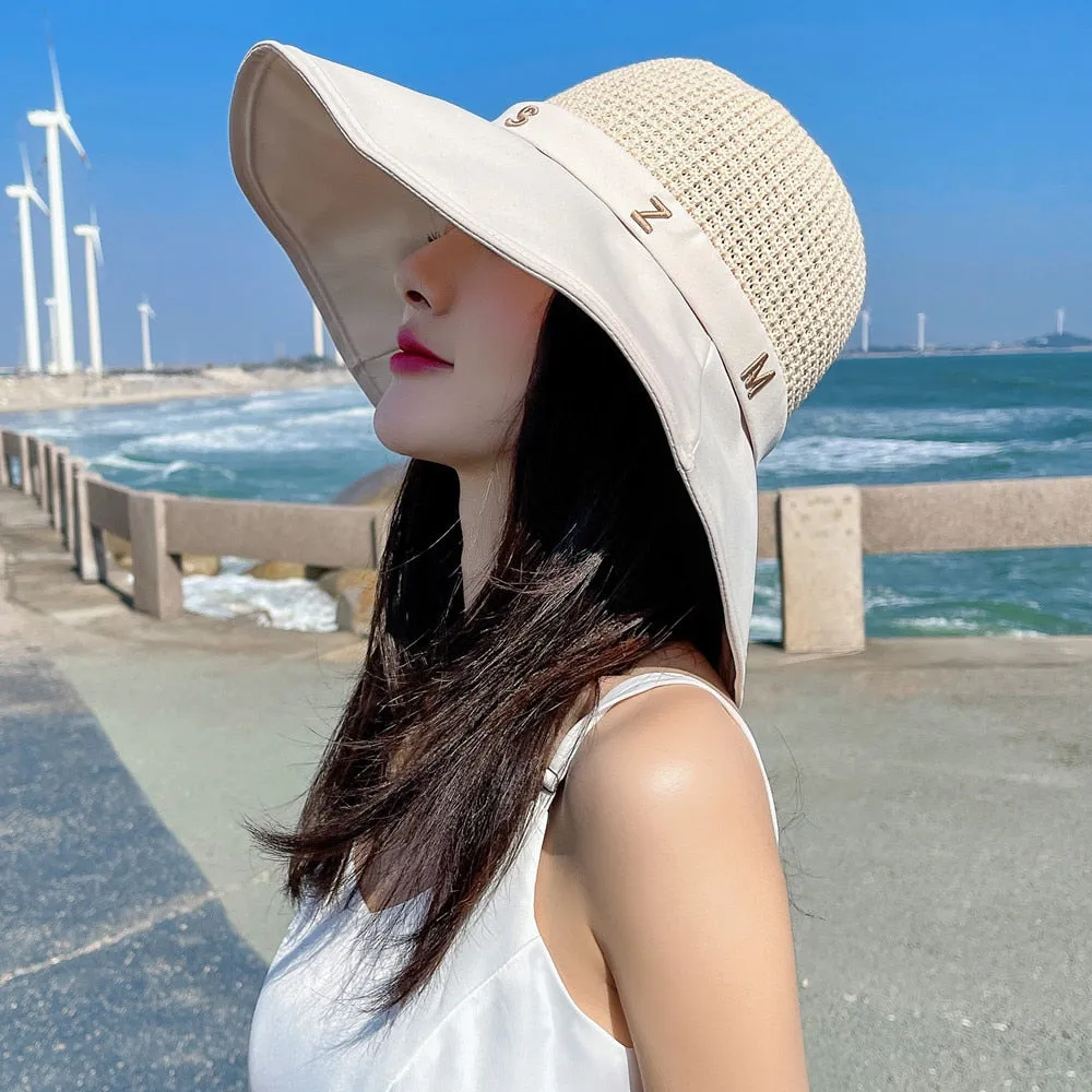 Summer Hats For Women Fashion Letter Design Straw Hat High Quality Sun Protection Sun Hat Travel Beach Hat