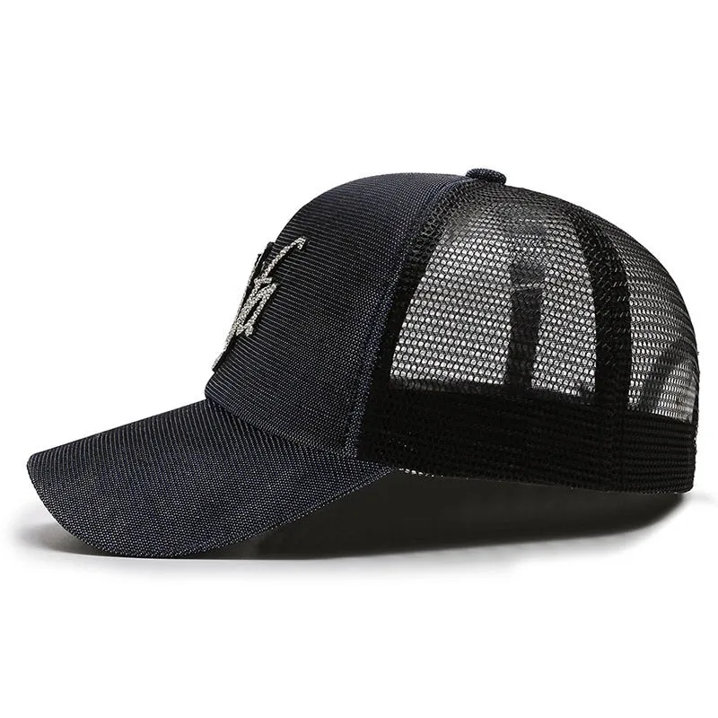 Summer Women Men Mesh Baseball Cap Solid Snapback Letter Embroidery Sunhat Outdoor Cotton Hip Hop Baseball Hats Casquette