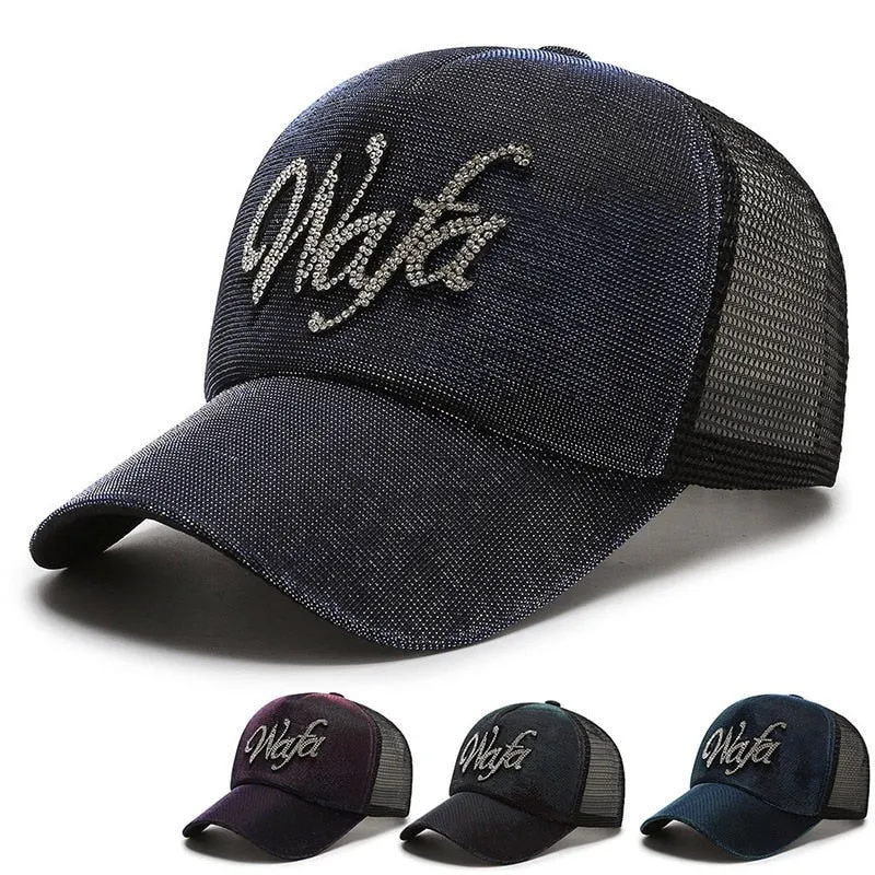 Summer Women Men Mesh Baseball Cap Solid Snapback Letter Embroidery Sunhat Outdoor Cotton Hip Hop Baseball Hats Casquette