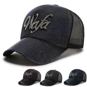 Summer Women Men Mesh Baseball Cap Solid Snapback Letter Embroidery Sunhat Outdoor Cotton Hip Hop Baseball Hats Casquette