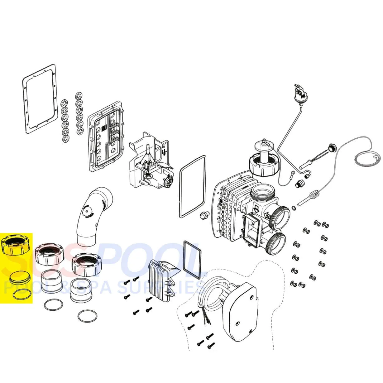 Swimables Drain Cap Assembly With O-Ring For Jandy JXI Heaters | R0523000 | SW-28-523