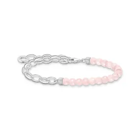 Thomas Sabo Charm Club Sterling Silver Chain Rose Quartz Beads 16-19cm Bracelet