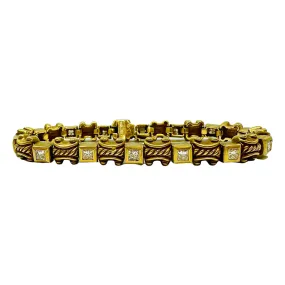 Trompe L'Oeil 18K Yellow and White Gold Bracelet with 14 Diamonds