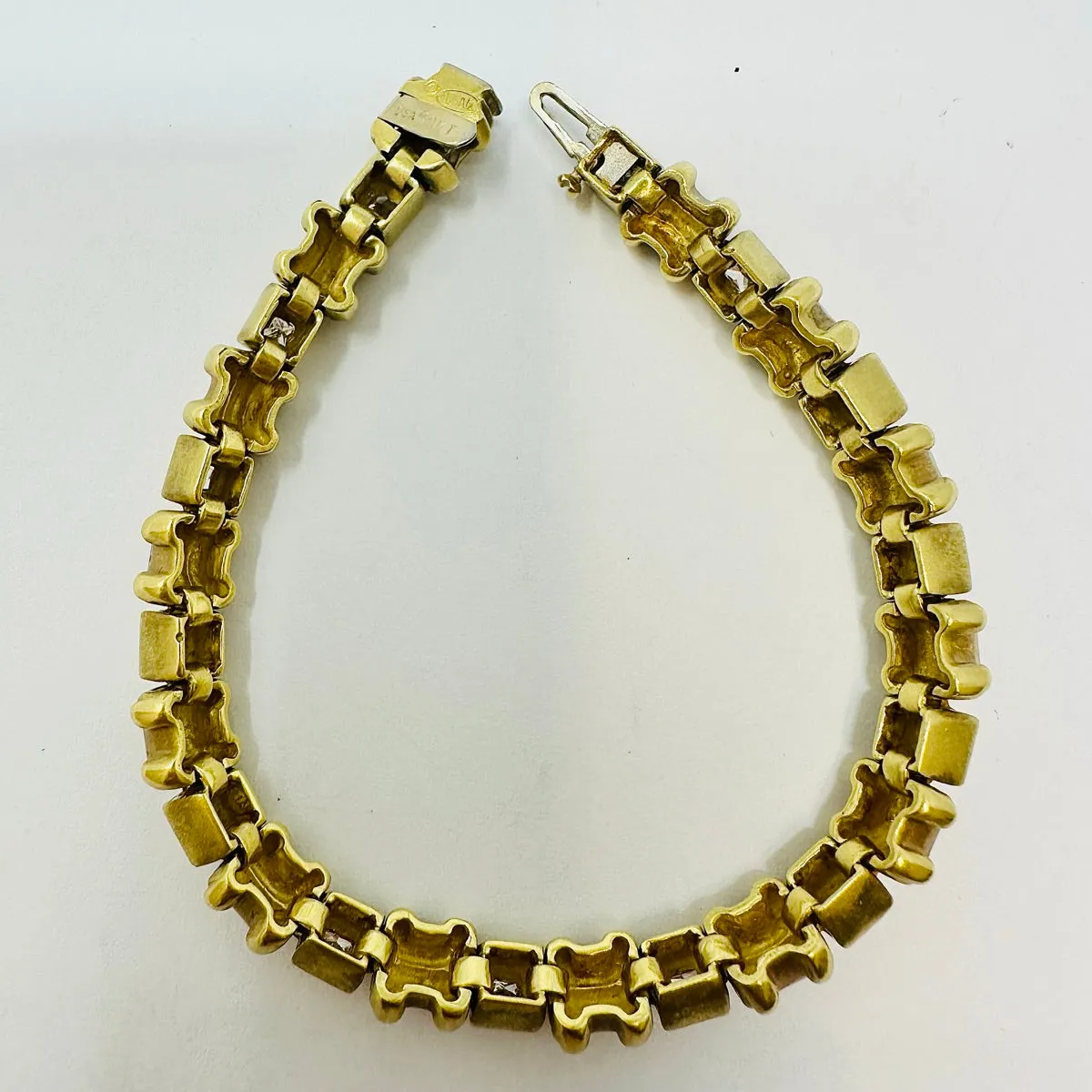 Trompe L'Oeil 18K Yellow and White Gold Bracelet with 14 Diamonds