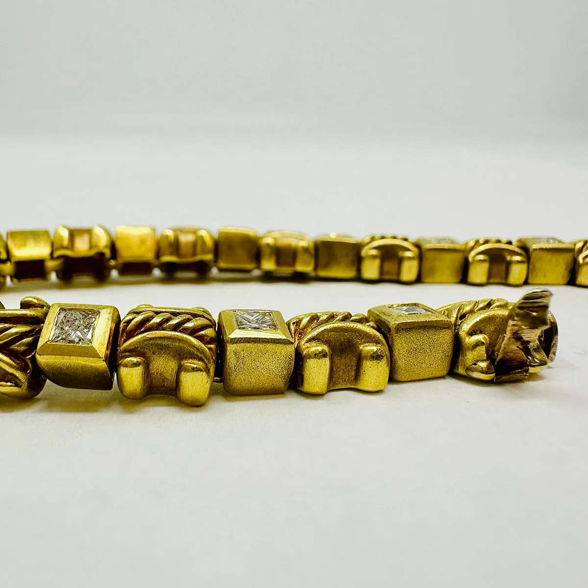 Trompe L'Oeil 18K Yellow and White Gold Bracelet with 14 Diamonds