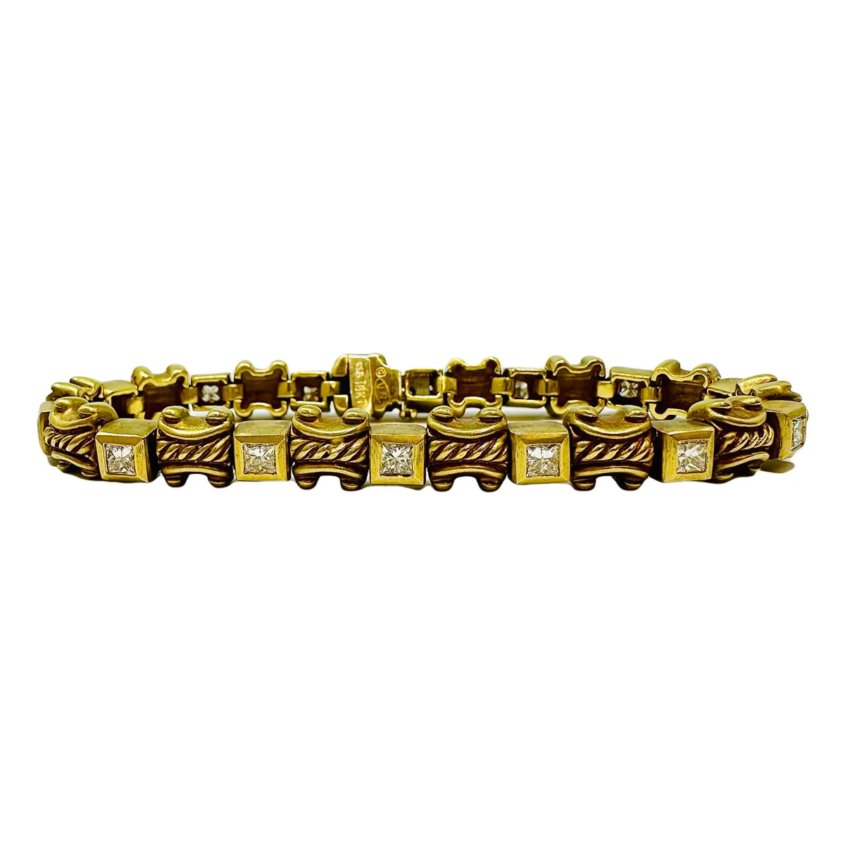 Trompe L'Oeil 18K Yellow and White Gold Bracelet with 14 Diamonds