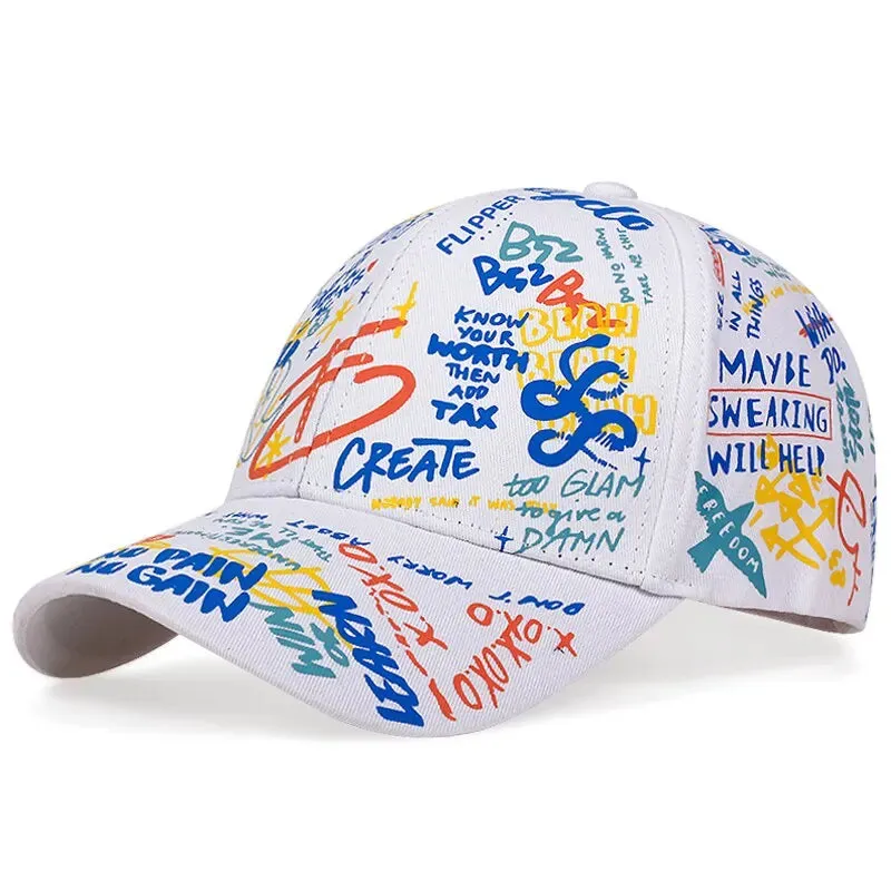 Unisex Letter Graffiti Printing Snapback Baseball Caps