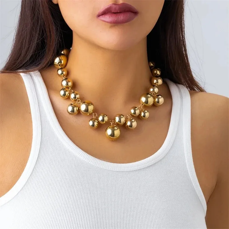 VAIGE Vintage Simulated Pearl Bead Choker Necklace with Elegant Geometric Pendant - Trendy Collarbone Chain Jewelry for Special Occasions