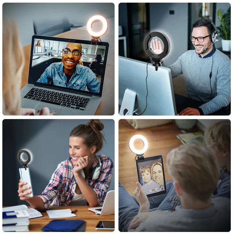 Video Conference Ring Light with Monitor Clip, for Distance Learning, Zoom Call, Self Broadcast & Live Streaming