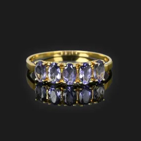 Vintage Five Stone Tanzanite Ring in Gold