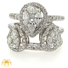 VVS/vs high clarity diamonds set in a 18k White Gold Three Tear Drops Ladies' Ring (VVS diamonds)