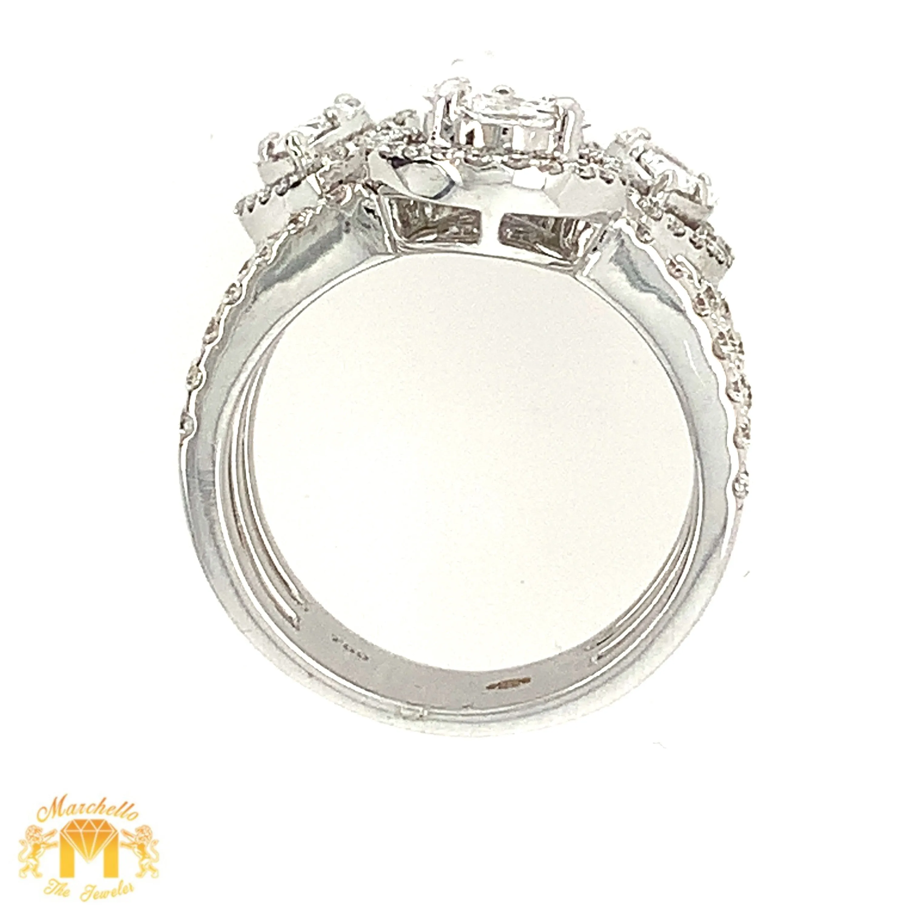 VVS/vs high clarity diamonds set in a 18k White Gold Three Tear Drops Ladies' Ring (VVS diamonds)