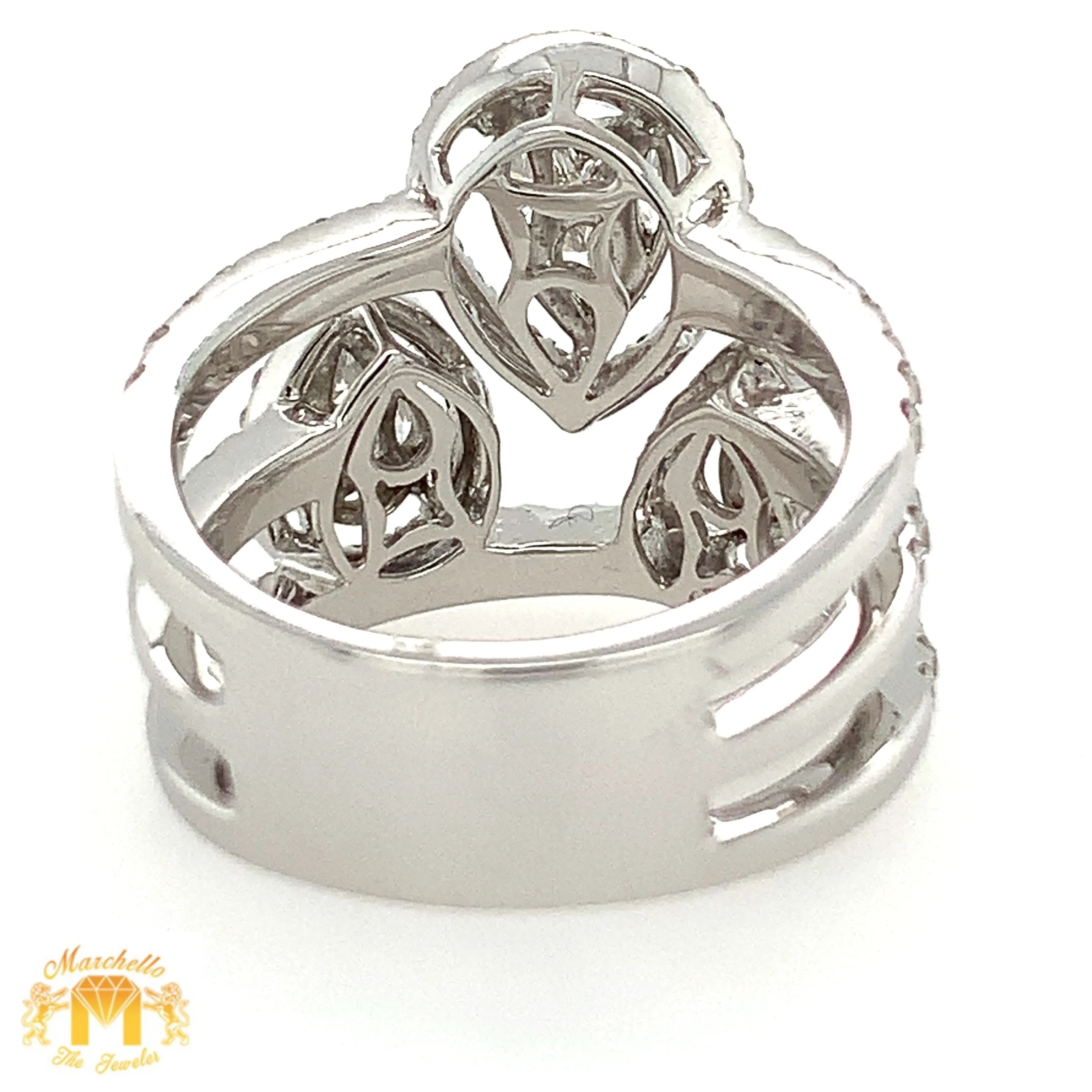VVS/vs high clarity diamonds set in a 18k White Gold Three Tear Drops Ladies' Ring (VVS diamonds)