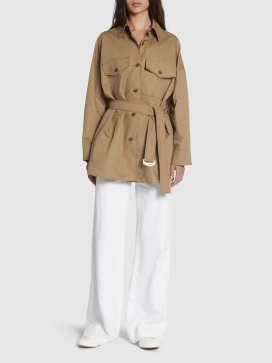 Weekend Max Mara   Vicario belted linen blend shirt jacket 
