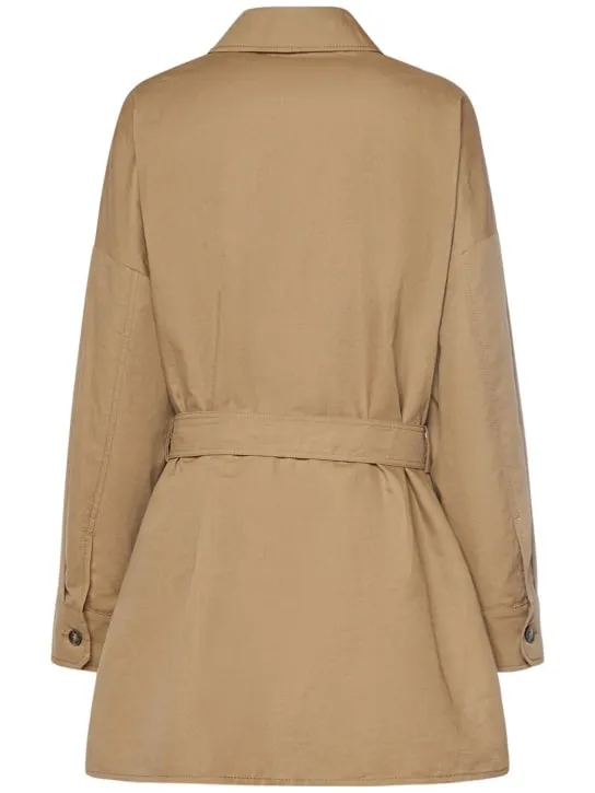 Weekend Max Mara   Vicario belted linen blend shirt jacket 