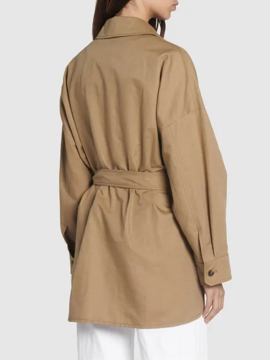 Weekend Max Mara   Vicario belted linen blend shirt jacket 