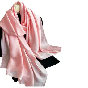 Wide Charmeuse Satin Scarf - Pink