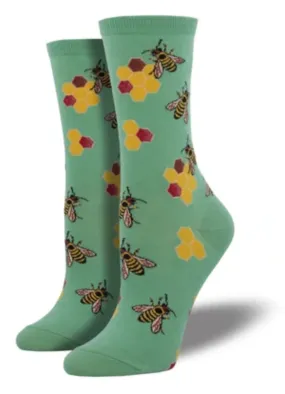 Women's Busy Bee Crew Sock -Seafoam