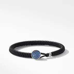Woven Black Nylon Bracelet with Pave Sapphires