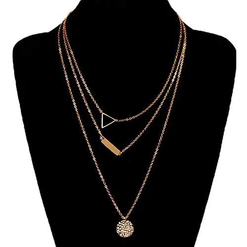 Yellow Chimes Choker Necklace for Women Layered Necklace for Girls Multilayered Long Chain Gold Plated Geometric Choker Necklace for Women and Girl's