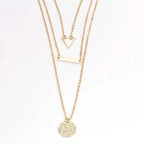 Yellow Chimes Choker Necklace for Women Layered Necklace for Girls Multilayered Long Chain Gold Plated Geometric Choker Necklace for Women and Girl's